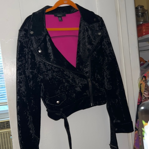 Forever 21 crushed velvet Moto jacket - Picture 2 of 3